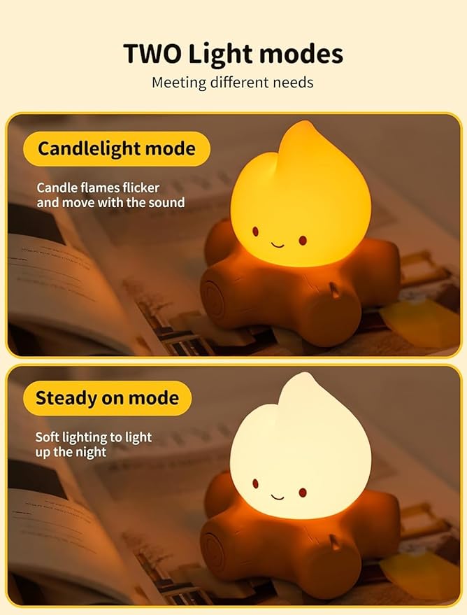 3 PCS Campfire Night Light, Rechargeable Flame Lamp, Cute Desk Lamps - Image 7