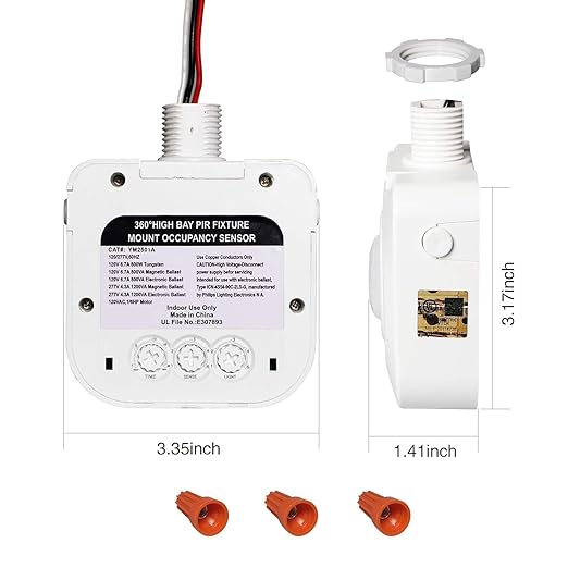 ECOELER High-Bay Occupancy Sensor Switch, 360° Passive Infrared PIR Ceiling - Image 6
