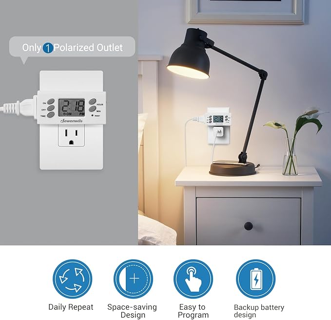 DEWENWILS 24 Hour Outlet Timer, 125V 15A 1000W Timers - Image 2