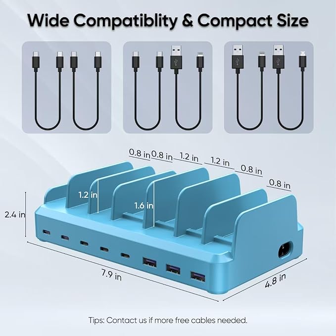 300W Charging Station for Multiple Devices, 8 Port Multi USB C Fast Charger - Image 5