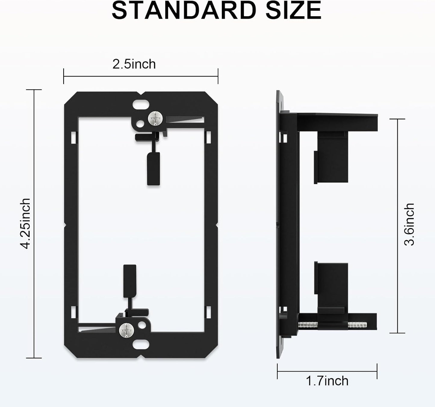FGB 1 Gang Low Voltage Mounting Bracket, Black, 20-Pack | 1-Gang Low Voltage Box Brackets for Single Gang Wall Plate, Telephone Wires, Network Cables, HDMI, Coaxial, Speaker Cables