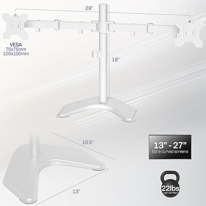 VIVO Dual LED LCD Monitor Mount, Free-Standing Desk Stand - Image 3