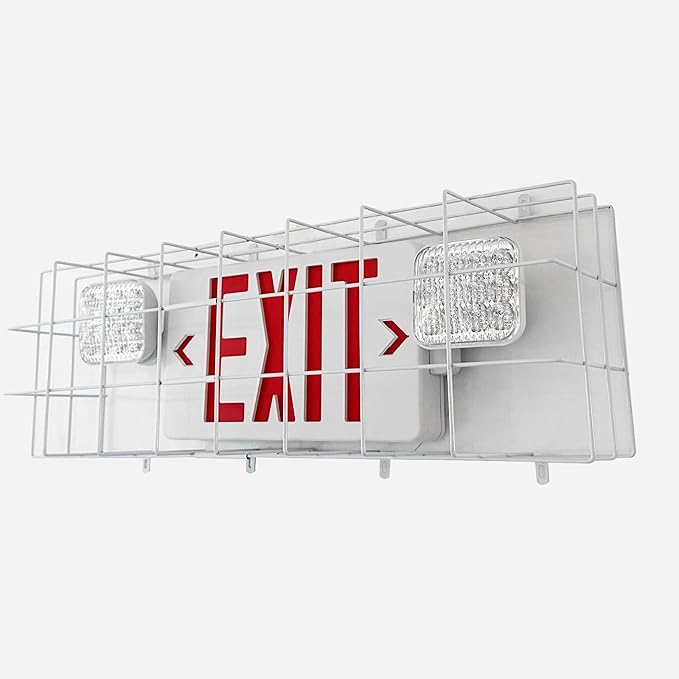 TANLUX Exit Sign Combo with Steel Cage, Square Light Head, Wall Mounted by Unknown
