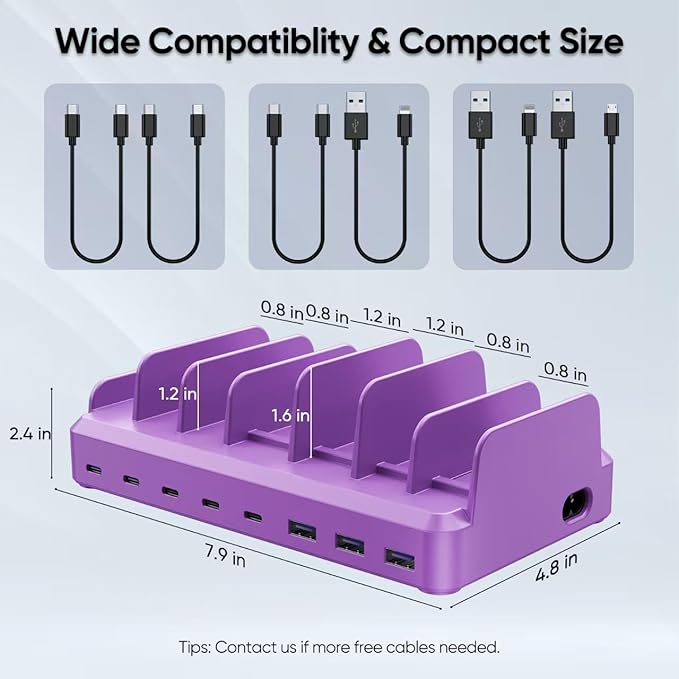 300W Charging Station for Multiple Devices, 8 Port Multi USB C Fast Charger - Image 5