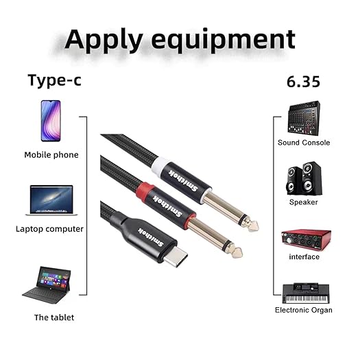 Smithok USB C to Dual 6.35mm 1/4 inch Stereo Splitter Y Cable, USB Type C to - Image 4