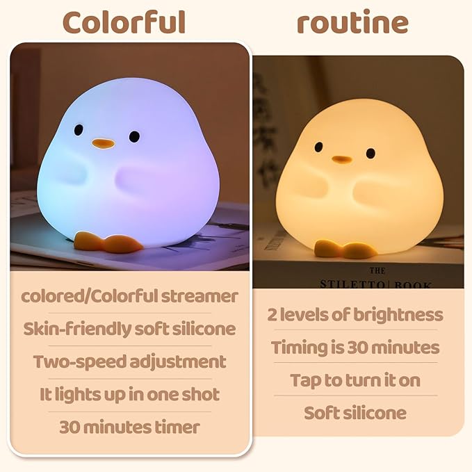 Rytinazzz Duck Night Light, Color Changing Mode & 50-Hour Battery, Squishy - Image 2