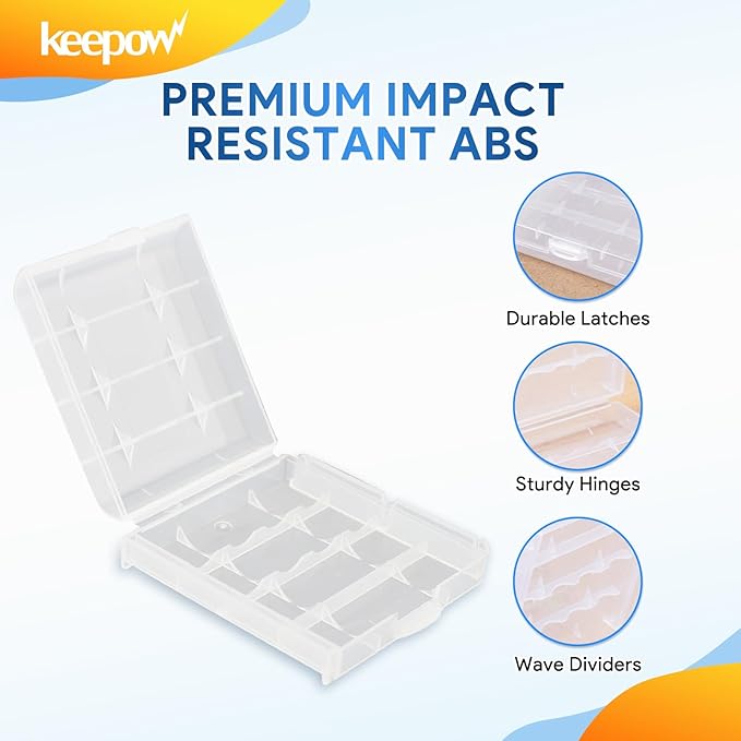 KEEPOW 6 Pcs AA/AAA Battery Storage Case Holder Box - Image 4