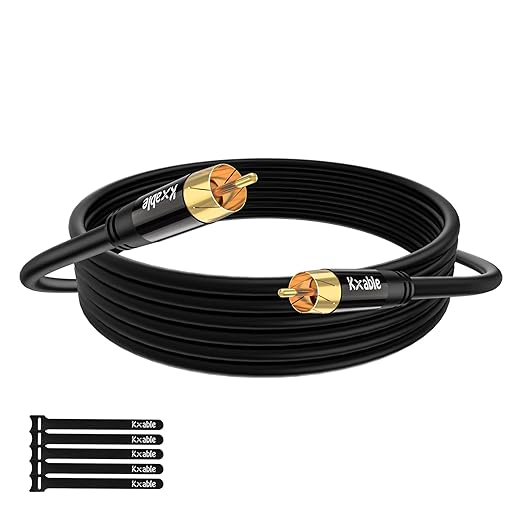 Subwoofer Cable RCA to RCA Audio Cable 8FT, Digital Coaxial Audio Cable by Kxable
