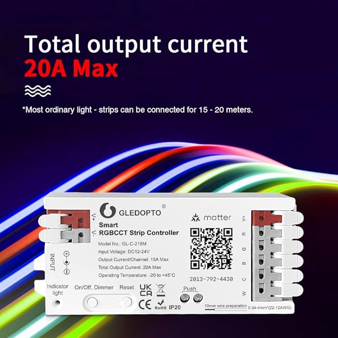 GLEDOPTO Matter RGBCCT LED Controller 20A Current Max - Image 9