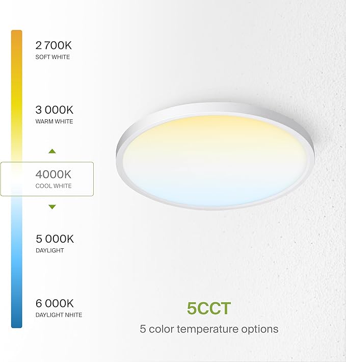 ASD LED 12" Round Flush Mount Ceiling Light Fixture, Low Profile Surface - Image 5
