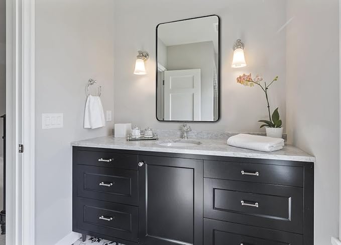 ANDY STAR Wall Mirror for Bathroom, Modern Rounded Rectangle Metal Frame Mirror - Image 9