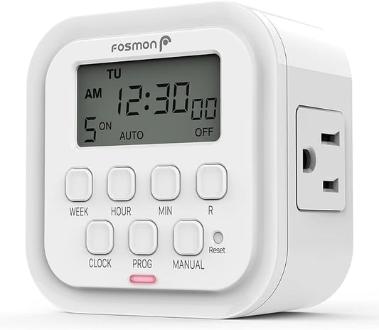 Fosmon 7 Day Digital Timers for Electrical Outlets, Indoor Plug-in Light Timers by Fosmon