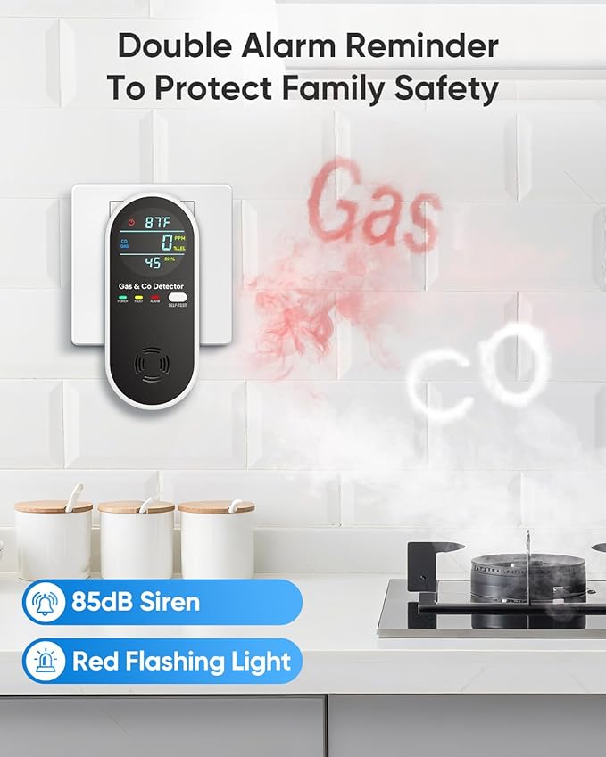 Vilfet Carbon Monoxide Detectors & Natural Gas Detector, 4-in-1 Carbon Monoxide - Image 4