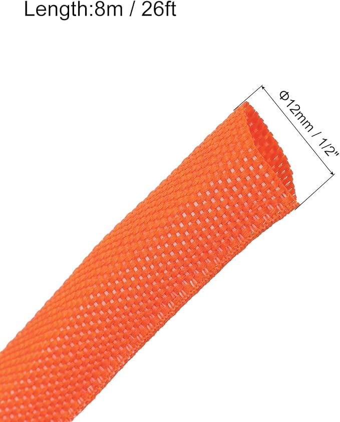 MECCANIXITY Braided Cable Sleeves Heat Shrinkable Fabric Sleeving, 1/2" 26ft - Image 2