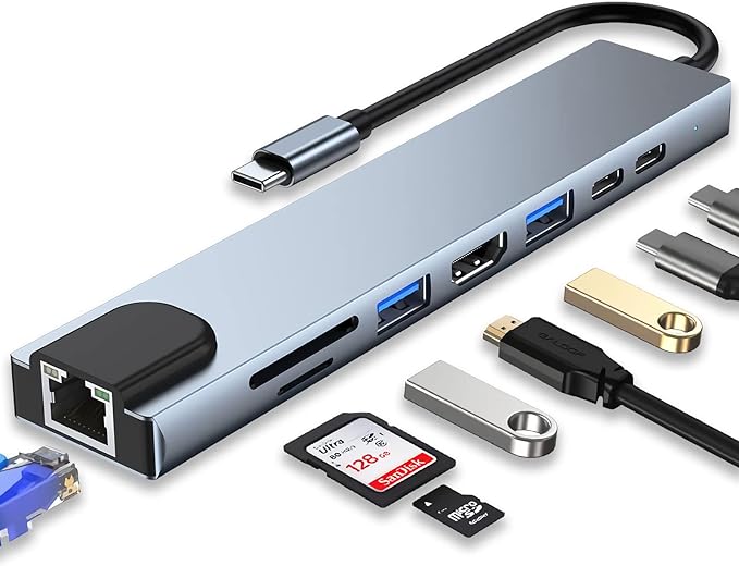 USB C HUB, 8 in 1 USB C Adapter by SZPACMATE