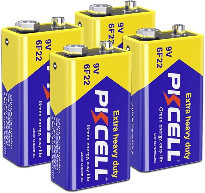 PKCELL 9V Batteries, 4 Pack 9 Volt Batteries Carbon Zinc, 9V Battery by Pkcell