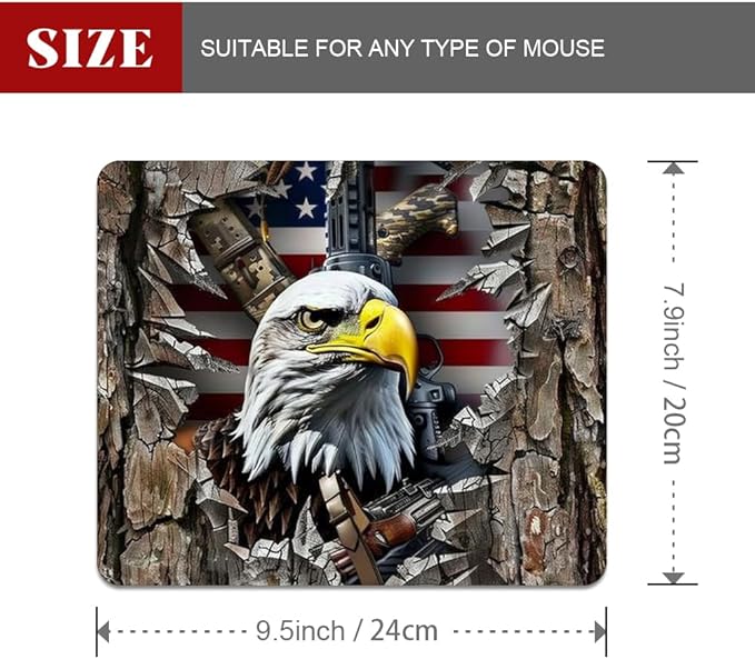American Flag Eagle rip Oak camo Square Mouse pad, Waterproof, Anti Slip Rubber - Image 2