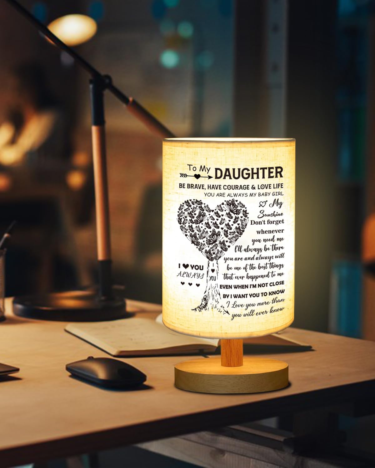 Daughter Gifts from Mom, to Daughter Table Lamp, Daughter Wedding Gifts | Daughter Gifts for Birthday Back to School, Bedside Table Lamp Gifts for Daughter Adult, Mother Daughter Gift