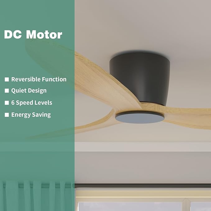 OUATER Flush Mount Ceiling Fan no light - Image 2