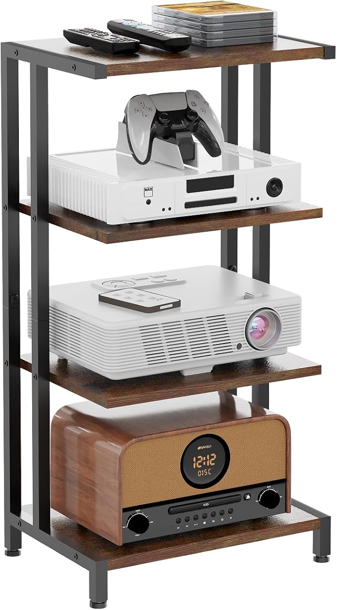 X-cosrack 16.5" Small 4-Tier AV Media Stand, Narrow Version Wooden Corner by X-cosrack
