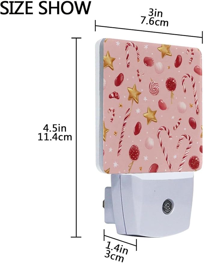 Pigsaly Led Night Light Gold Star Christmas Red White Candy Cane Lollipops - Image 3