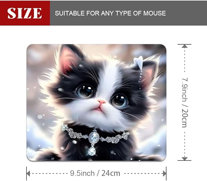 Cute Cat Square Mouse pad, Waterproof, Anti Slip Rubber Base, Computer Mouse pad - Image 2