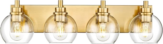 METWET Bathroom Light Fixtures, 4 Light Brushed Gold Vanity Light, 26 Inch by Metwet