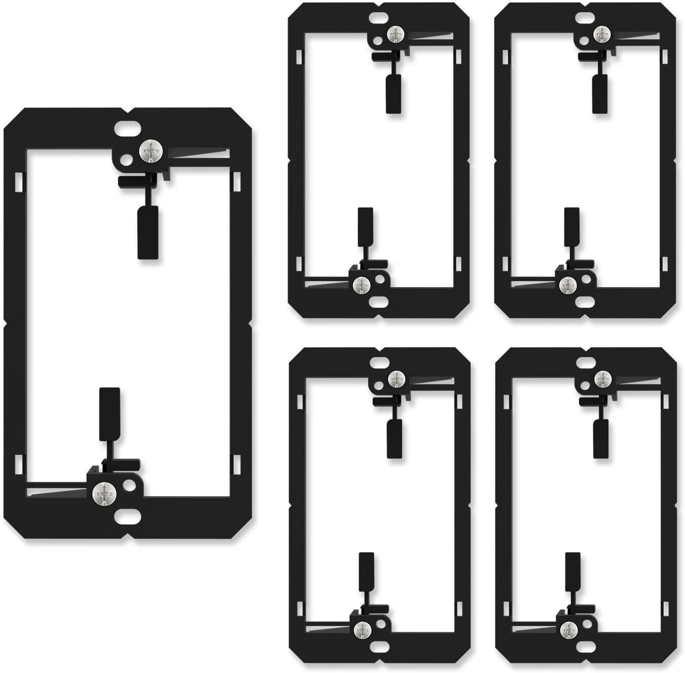 iwillink 1 Gang Low Voltage Mounting Bracket, Black, 5-Pack | for Single Gang Wall Plate, Phone/Network/HDMI/Coaxial/Speaker Cables, No Electrical Box Needed, Fits Most Walls