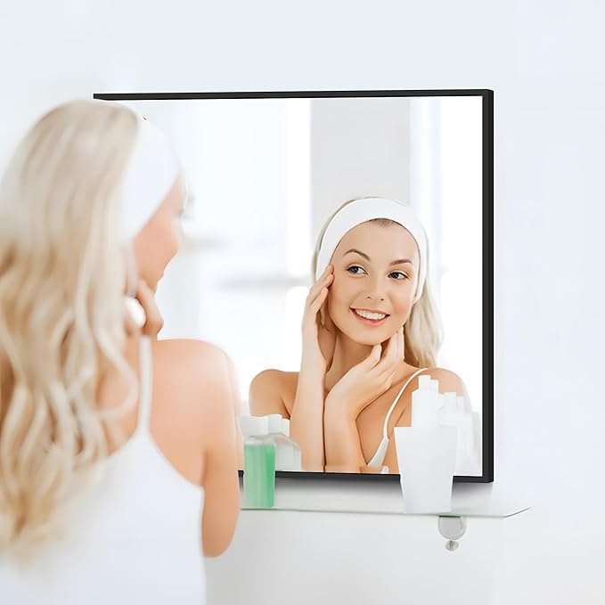 Black Bathroom Mirror for Wall, 30x30 Inch Rectangle Mirrors - Image 3