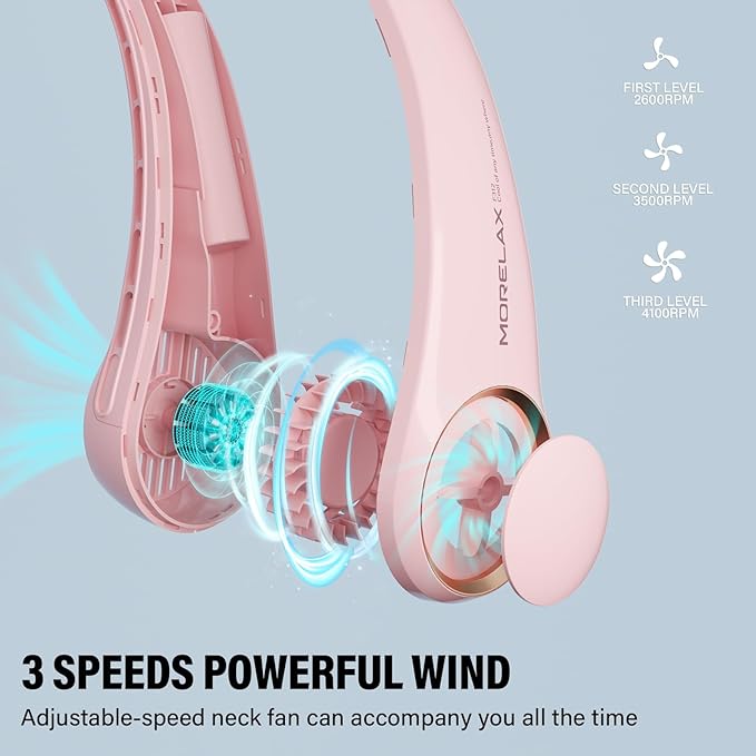 Jancane Neck Fan, USB Rechargeable Personal Fan, 3 Speeds Adjustable, Large air - Image 5