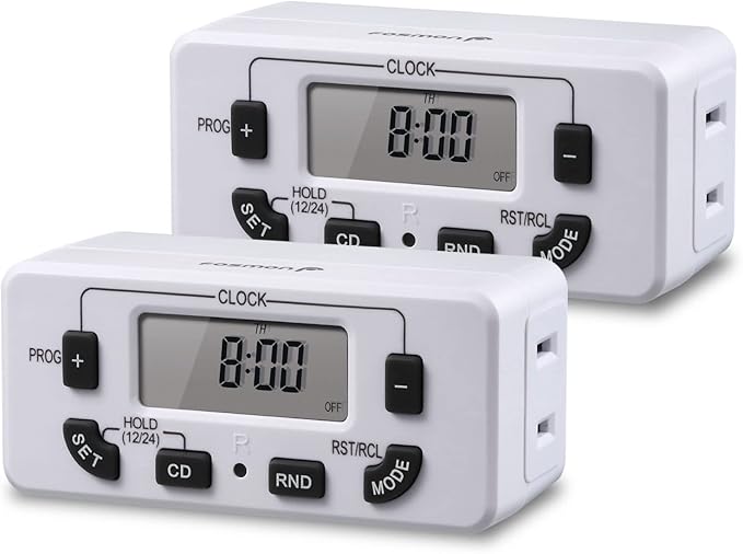 Fosmon 7 Day Digital Timers for Electrical Outlets, Indoor Plug-in Light Timers by Fosmon