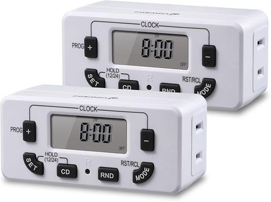 Fosmon 7 Day Digital Timers for Electrical Outlets, Indoor Plug-in Light Timers by Fosmon