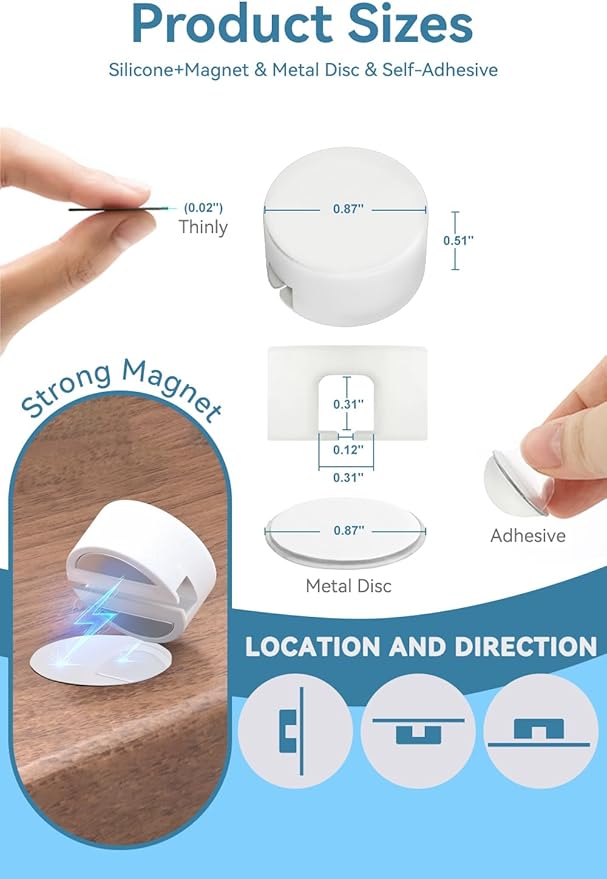 Maveek Magnetic Cable Clips White, Cord Organizer Magnet Silicone Cord - Image 3