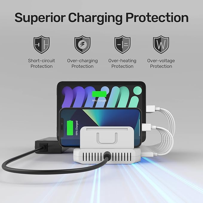 iPad Charging Station, Unitek 96W 10-Port USB Charging Dock Hub - Image 8