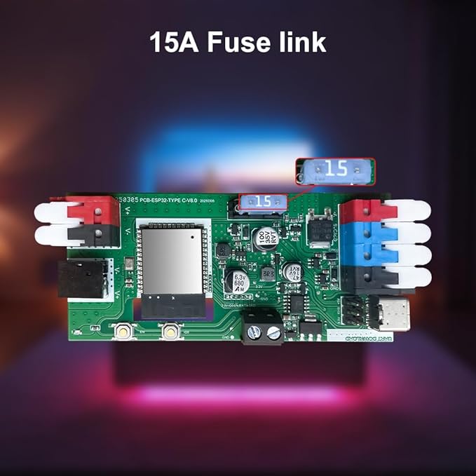 ESP32 WLED LED Strip Light Controller 15A Fuse Link Built in Mic UART Type-C - Image 4