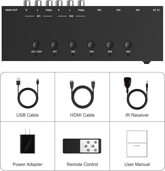 ZUZONG 2 AV to HDMI Converter + 3 HDMI2.0 Switcher 2 Way RCA Composite to HDMI - Image 7