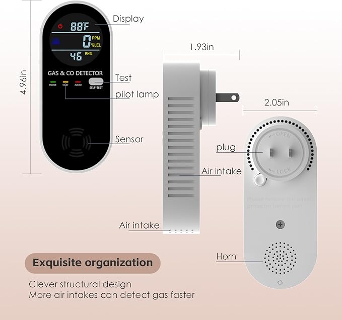 Natural Gas Detectors &Plug in Carbon Monoxide Detector， 4 in 1 Co and Gas - Image 3
