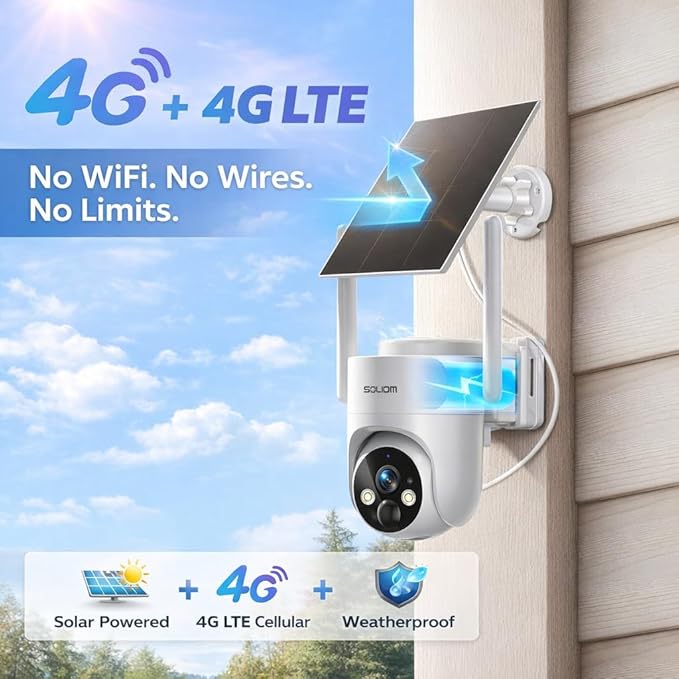 SOLIOM 4G LTE Cellular Security Camera, No WiFi Security Camera, Security - Image 3