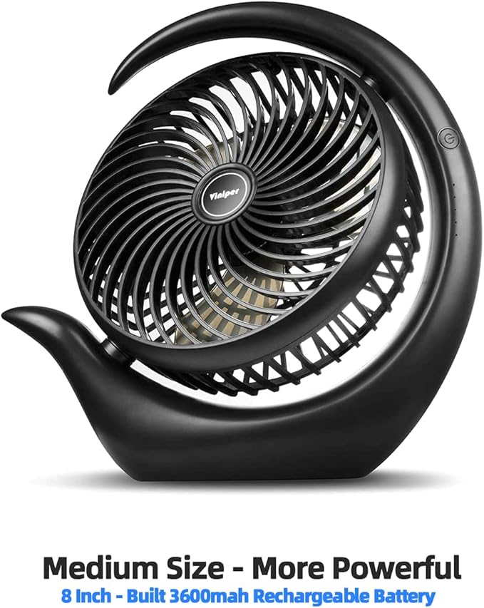 Viniper 8.7 inch Portable Rechargeable Fan, Small Table Fan : 180 Rotation and - Image 3