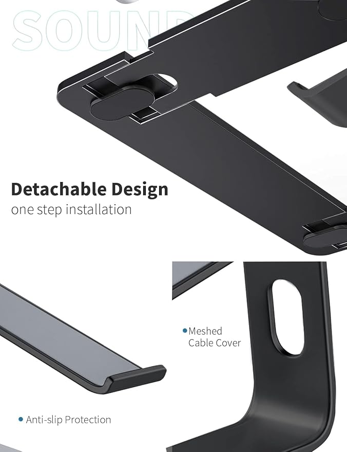 SOUNDANCE Laptop Stand, Aluminum Computer Riser, Ergonomic Laptops Elevator - Image 5