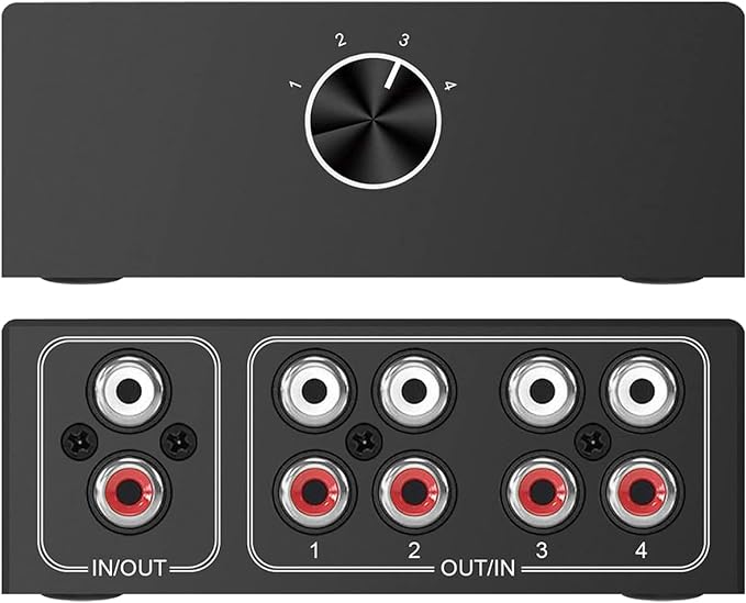 4-Way Stereo L/R Sound Channel Bi-Directional Audio Switcher, 1 in 4 Out or 4 by YDF