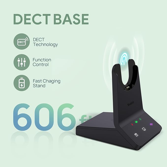 Yealink WH64 DECT & Bluetooth Mono UC Wireless Headset, 606ft Long Range Work - Image 2