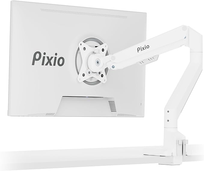 Pixio PS1S Wave White Single Monitor Arm Stand Desk Mount by Pixio
