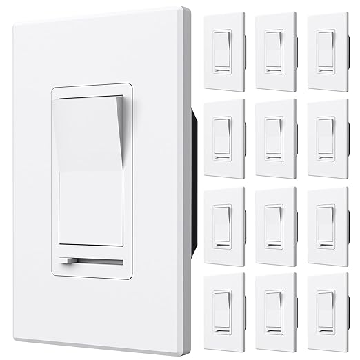 Amico 12 Pack Light Dimmer Switch, No Neutral Wire, Single Pole or 3-Way by Amico