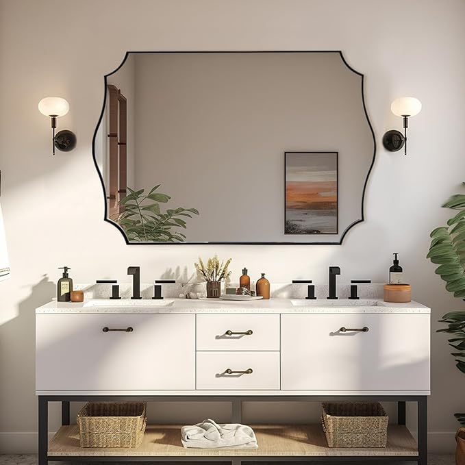 ANDY STAR 30x48 Inch Matte Black Mirror, Unique Rectangular Bathroom Mirror - Image 7