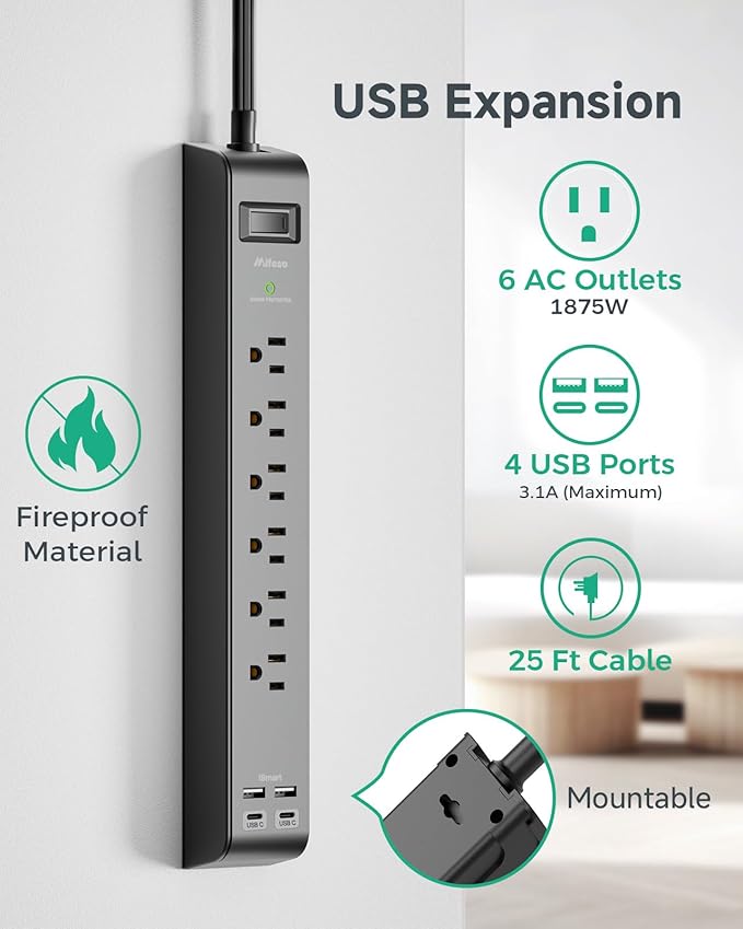 2 Pack Surge Protector Power Strip - Image 2