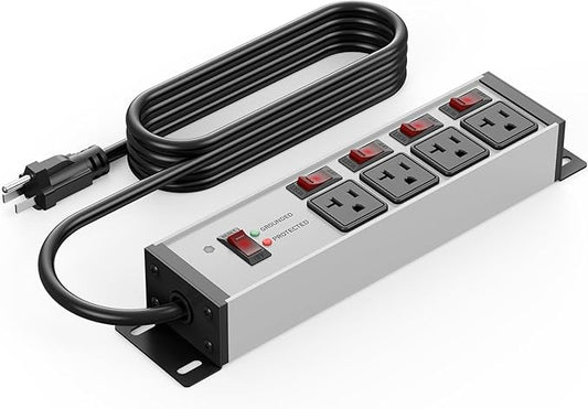 CCCEI Heavy Duty Surge Protector Power Strip 20 Amp Individual Switches. 4FT 12 by CCCEI