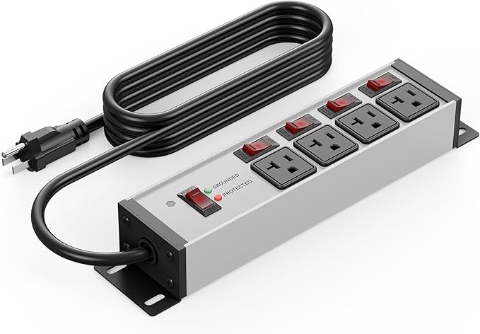CCCEI Heavy Duty Surge Protector Power Strip 20 Amp Individual Switches. 10FT by CCCEI