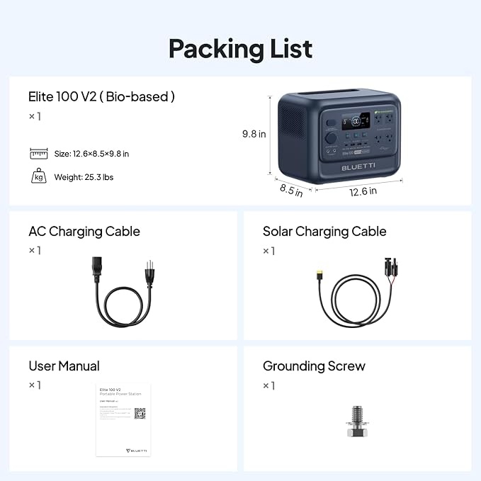 BLUETTI Elite 100 V2 Portable Power Station, 1024Wh LFP Battery Backup w/ 4 - Image 9