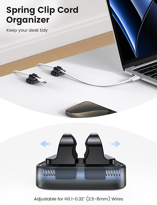 5Pack Cable Spring Holder Clips, Cord Organizer - Image 2